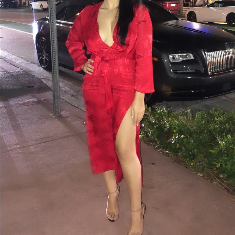 Red snake skin dress